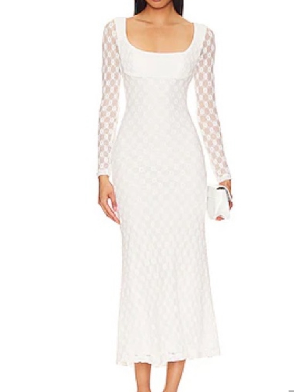 Bardot Revolve Ivory Long-Sleeve Lace Midi Dress (Never Worn)